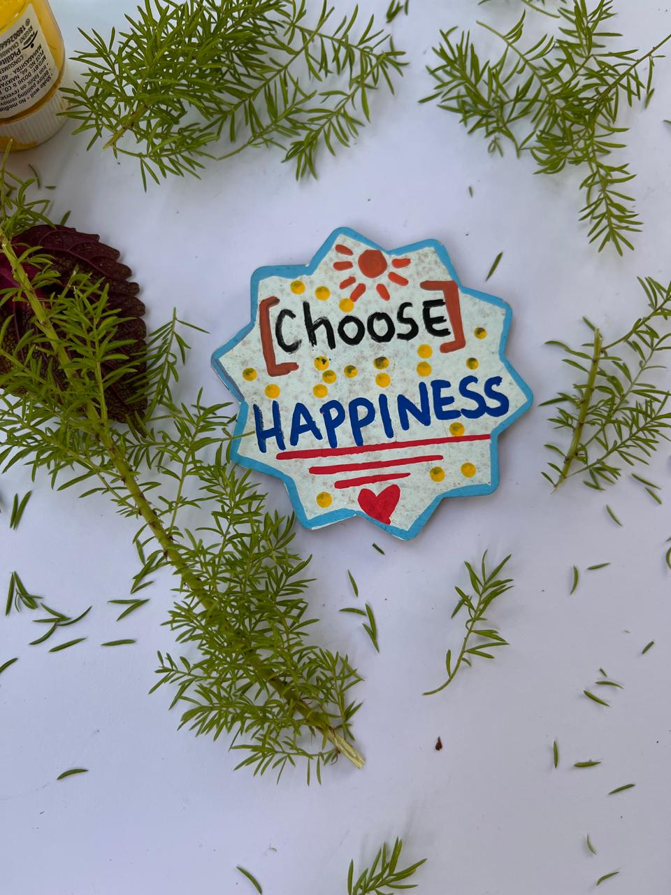 Hand-Painted “Choose Happiness” Wooden Wall Plaque